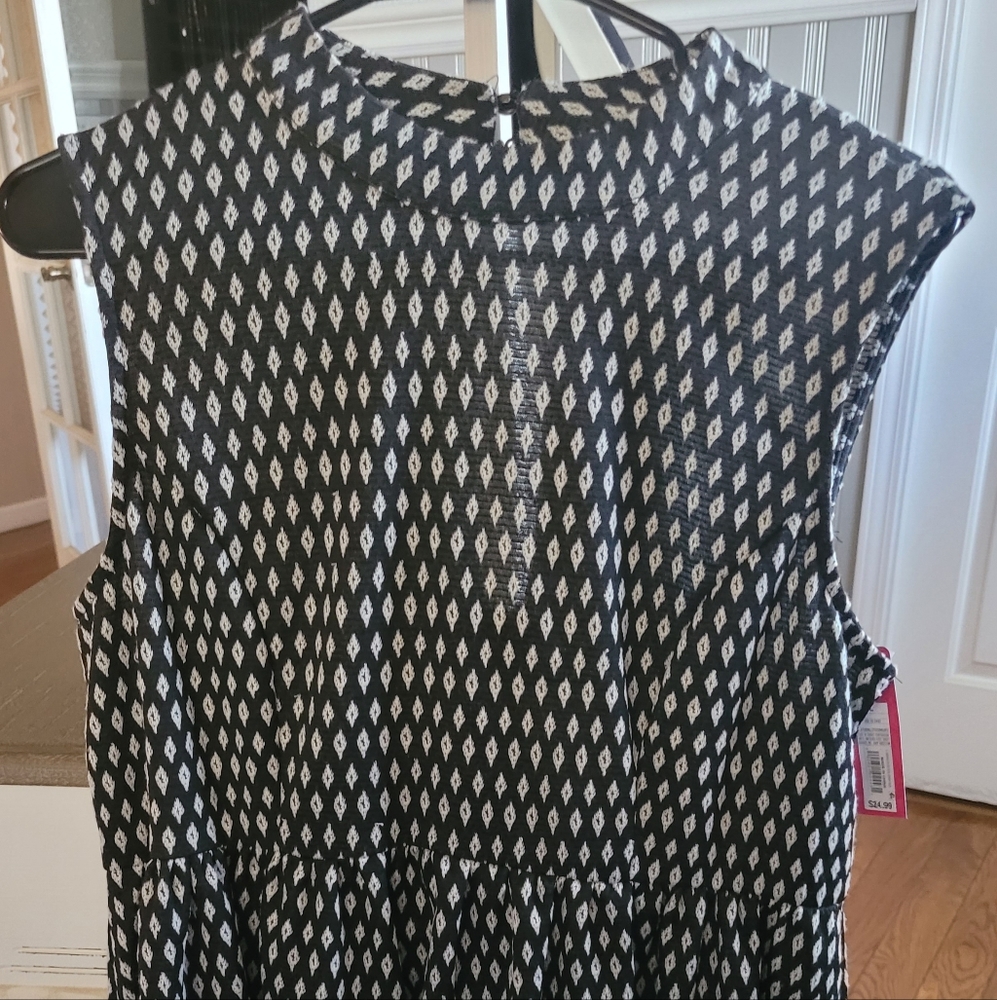 Exhilaration Sleeveless Dress, Size L, Black/white.
